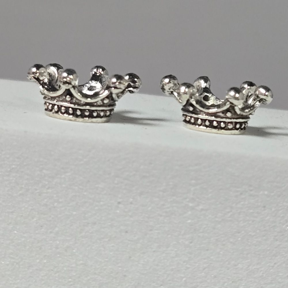 5pcs - Antique Silver Crown Spacer Beads Charm Bracelet Set DIY Jewelry Tiara